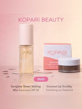 ☀️ Summer Glow Duo! Kopari SPF 50 Setting Mist + Coconut Lip Scrubby BNIB